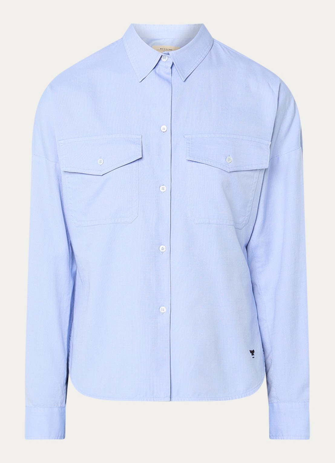 Max Mara Pesi blouse met borstzakken - voorkant 2 lichtblauw