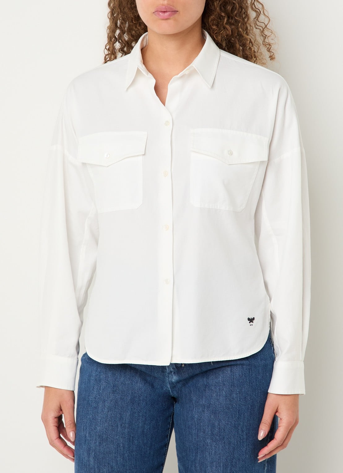 Max Mara Pesi blouse met borstzakken - detail 2 wit