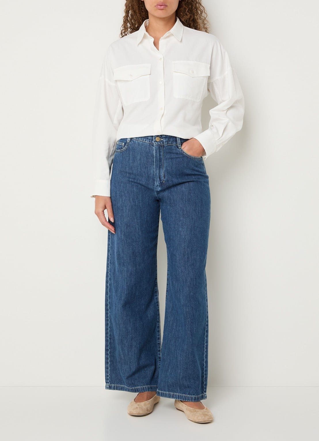 Max Mara Pesi blouse met borstzakken - voorkant 4 wit