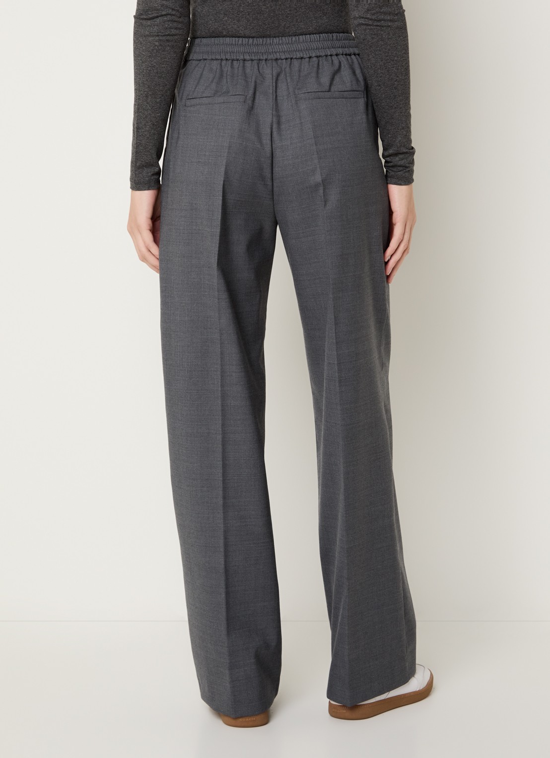 Max Mara Petra high waist straight fit pantalon in scheerwolblend - achterkant 2 donkergrijs