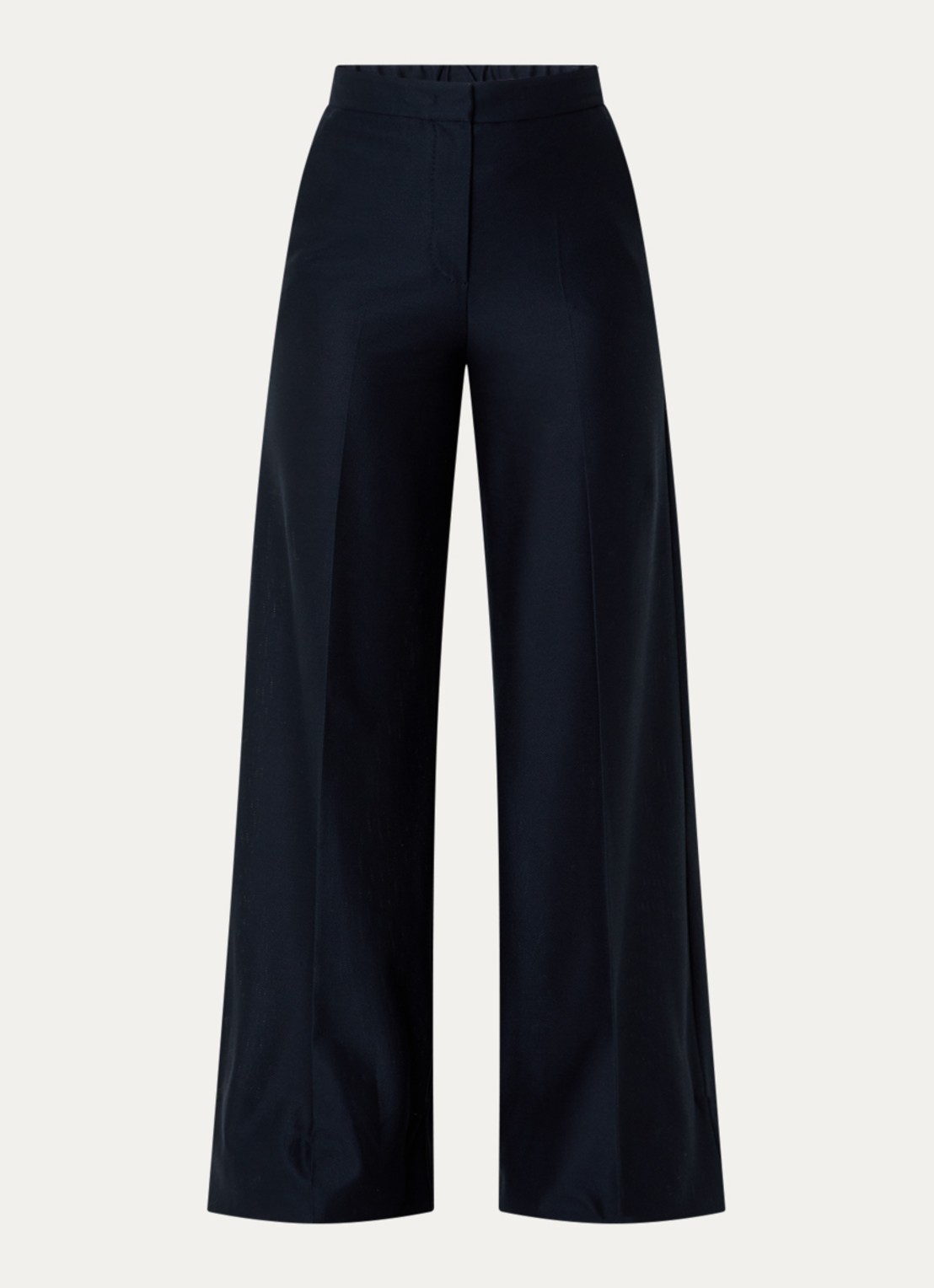 Max Mara Pinza high waist wide fit pantalon van piqué katoen - voorkant 2 donkerblauw