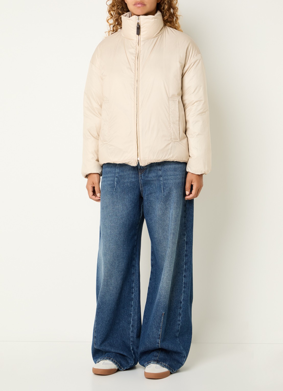 Max Mara Pufferjack van kasjmier - voorkant 4 beige