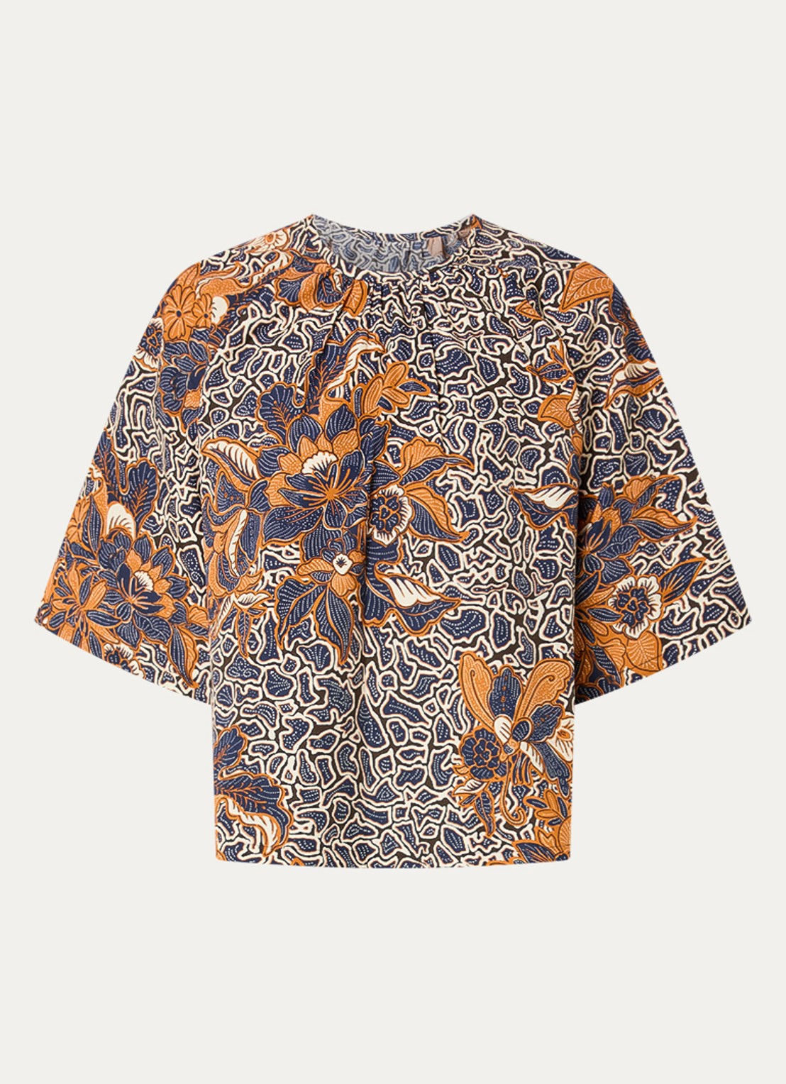 Max Mara Quaglia tuniek met bloemenprint - voorkant 3 donkerblauw