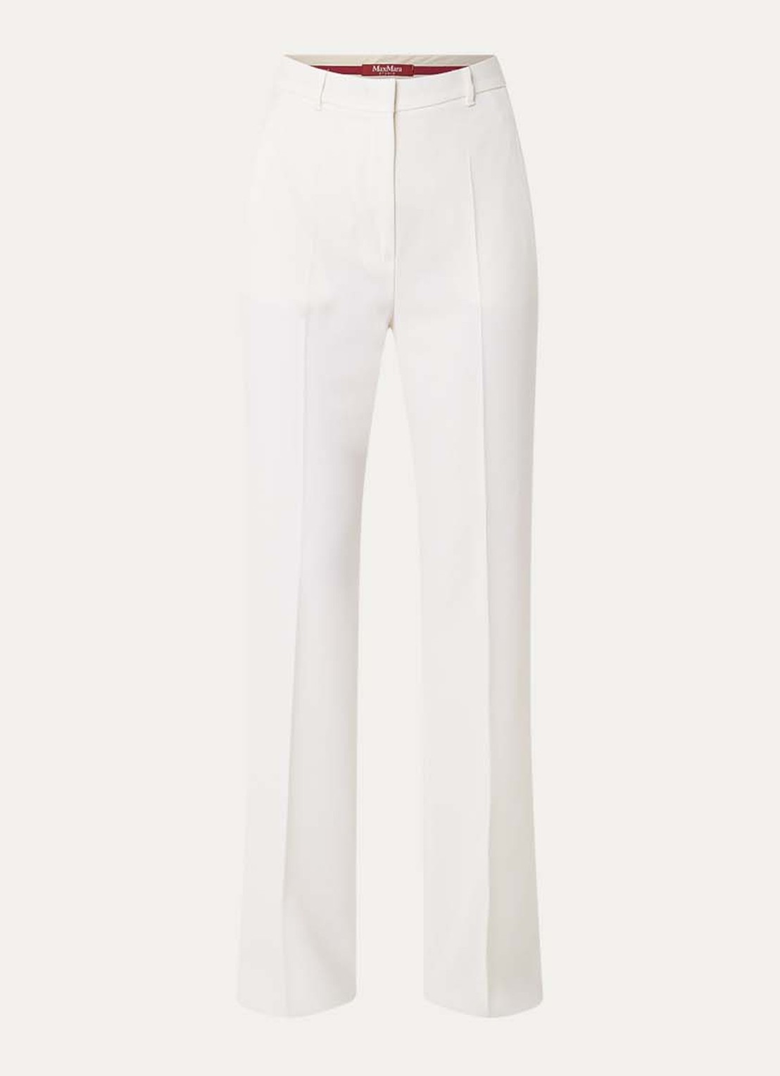 Max Mara Quasar high waist straight fit pantalon van scheerwol met persplooi - voorkant 3 wit