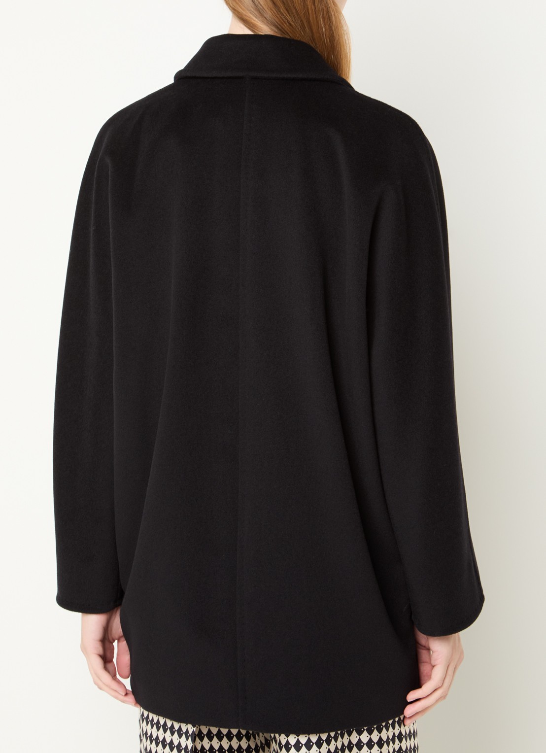 Max Mara Rebus double-breasted mantel in kasjmierblend - achterkant 3 zwart