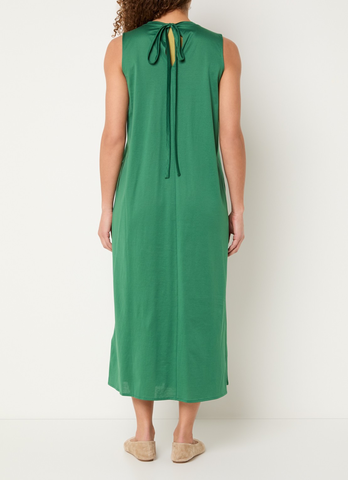 Max Mara Ricordo midi jurk met smockwerk - achterkant donkergroen