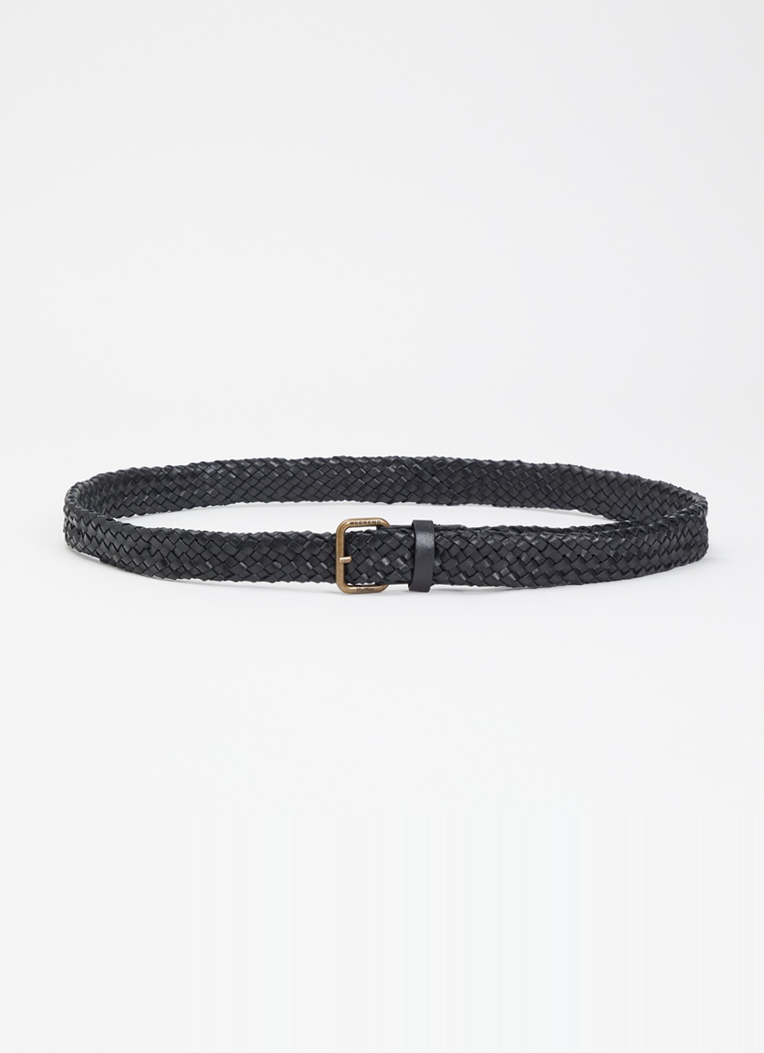 Max Mara Riem van leer met gevlochten detail - voorkant zwart