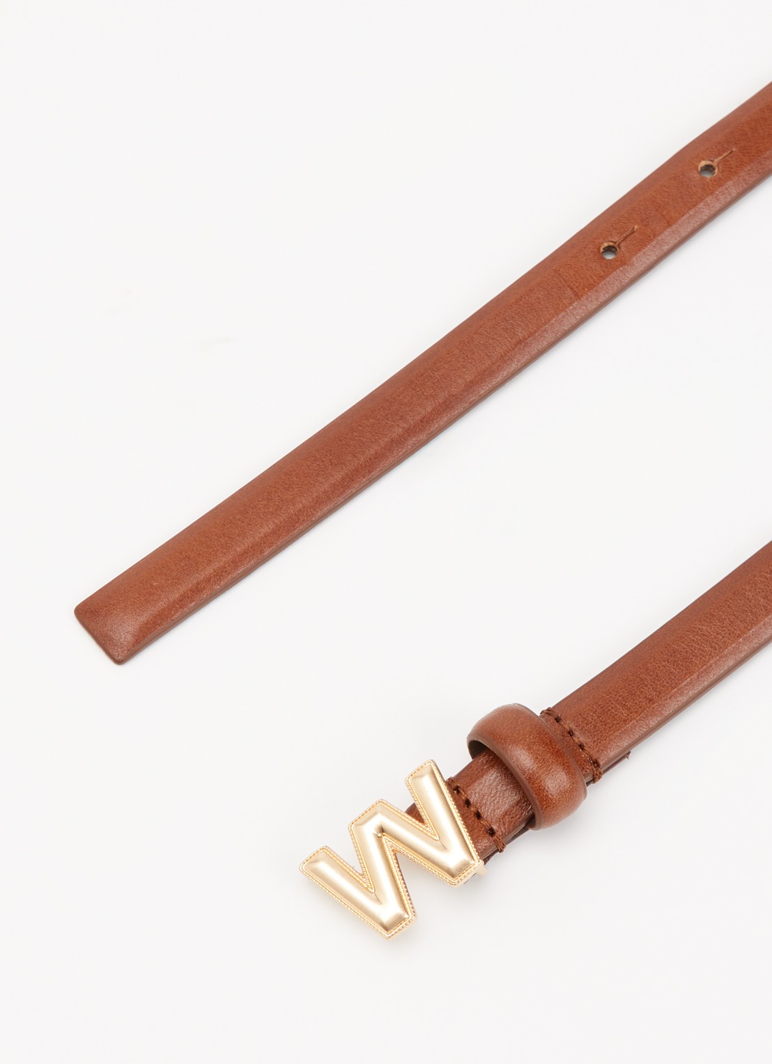 Max Mara Riem van leer  - detail roodbruin