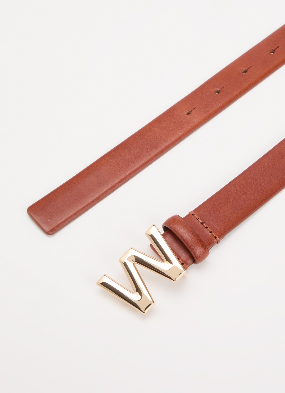 Max Mara Riem van leer - detail kastanjebruin
