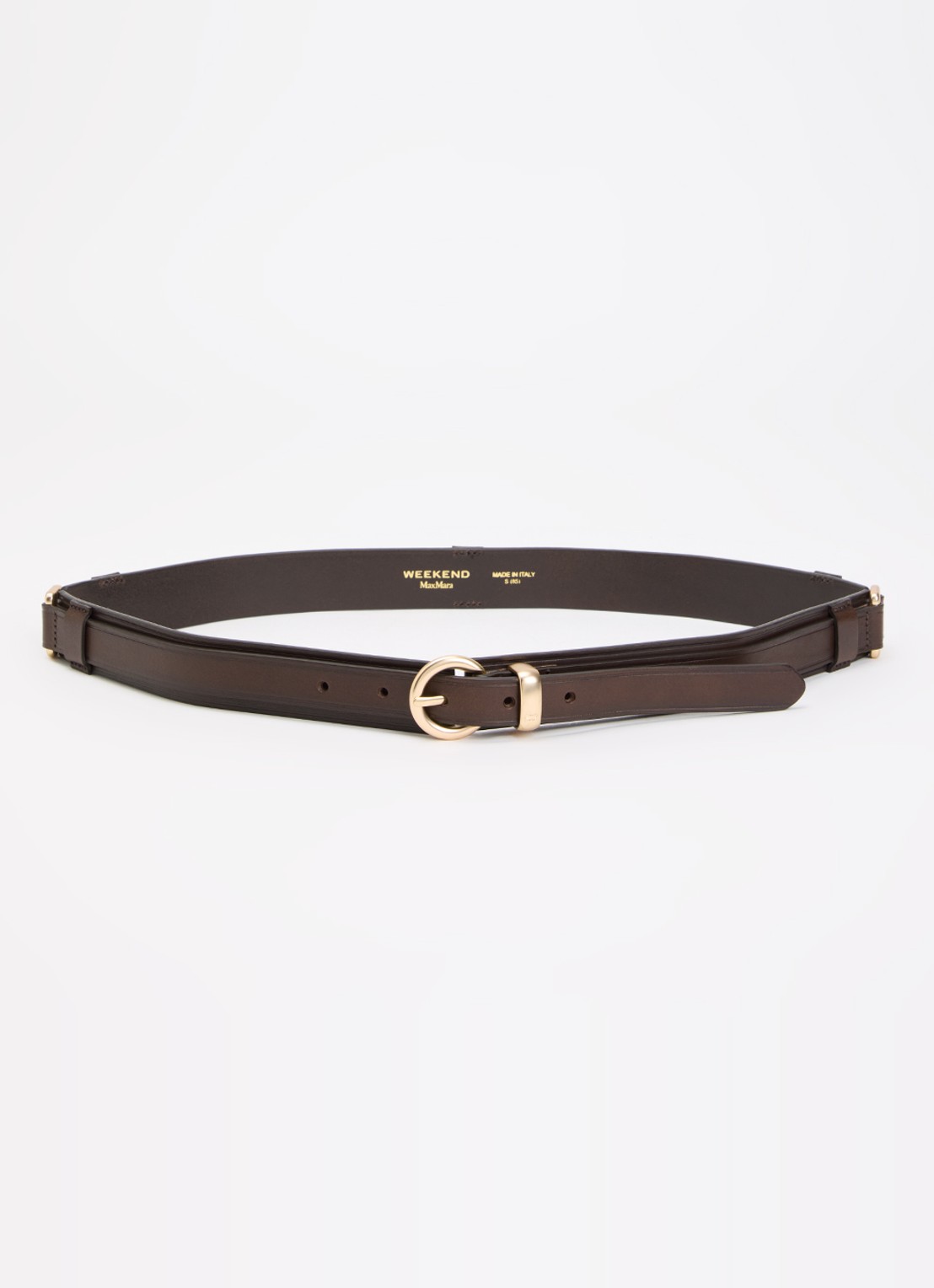 Max Mara Riem van leer - voorkant donkerbruin
