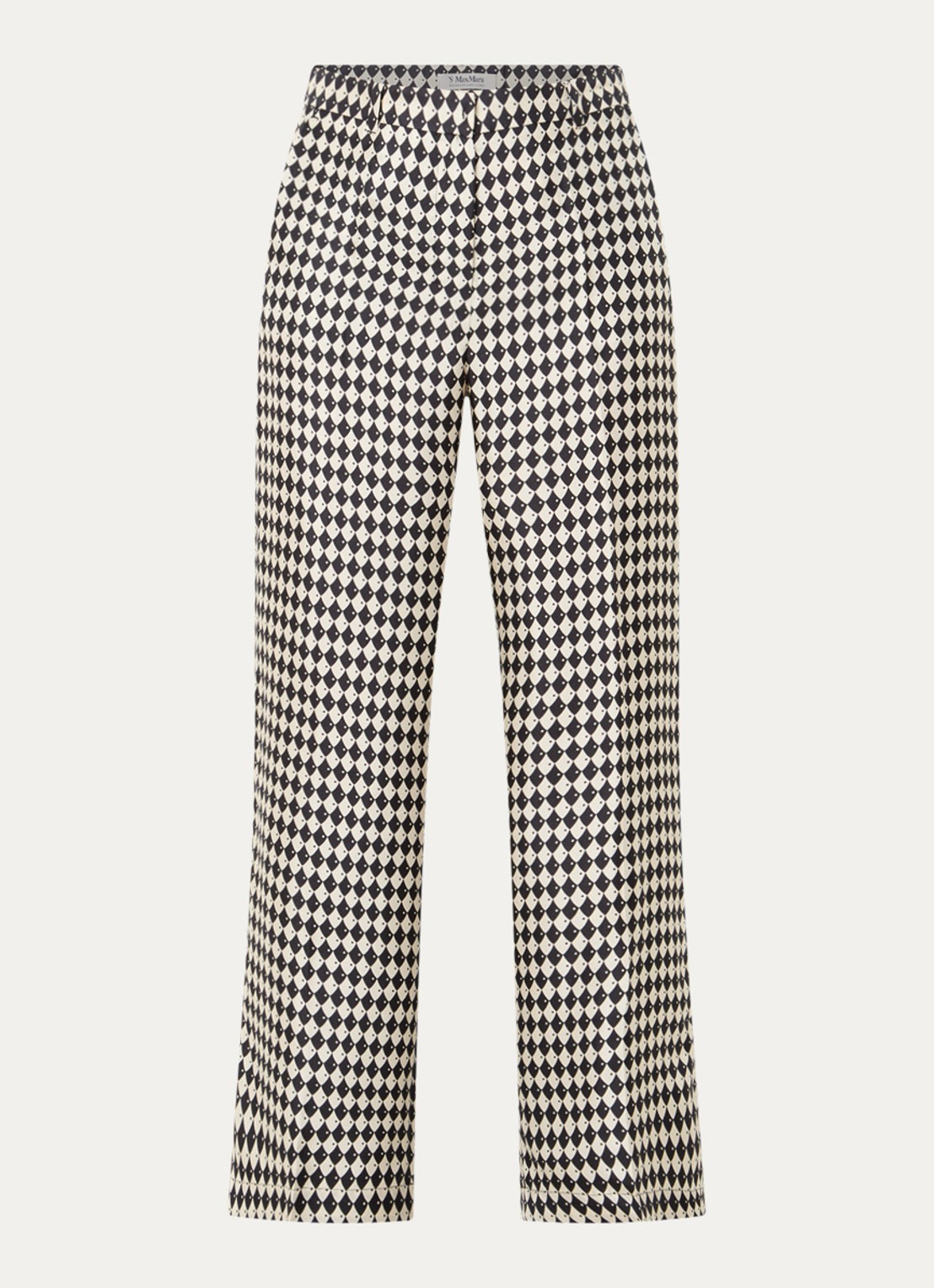 Max Mara Rieti high waist straight fit pantalon van zijde met print - voorkant 2 donkerblauw