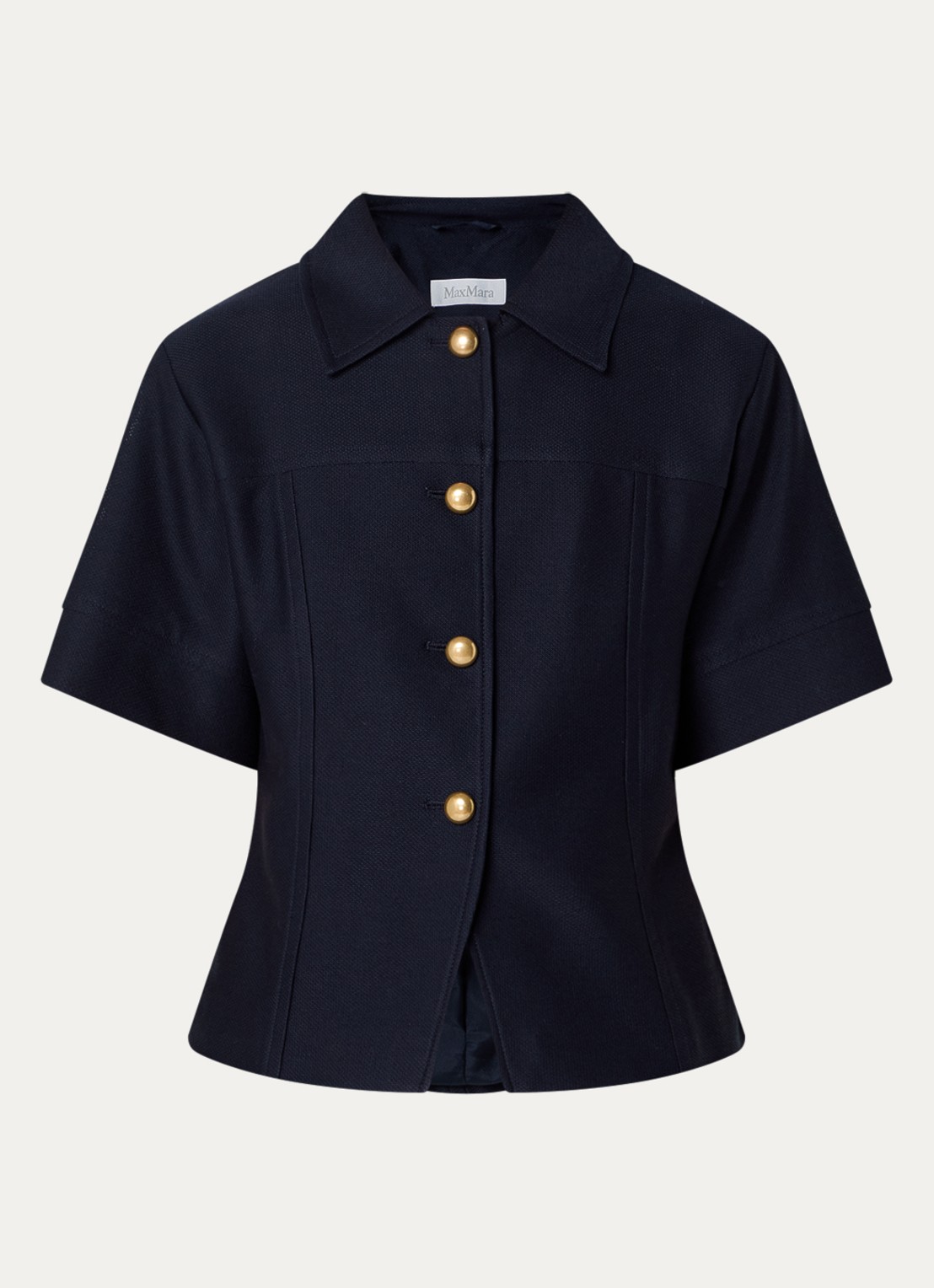 Max Mara Risorsa jack met kraag - voorkant donkerblauw