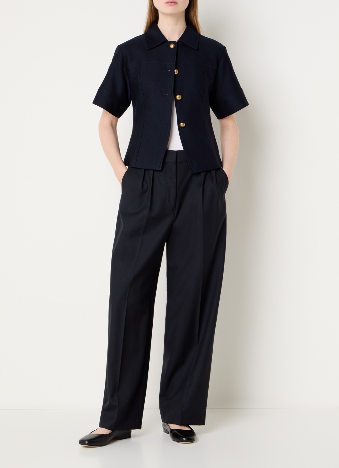 Max Mara Risorsa jack met kraag - voorkant 2 donkerblauw
