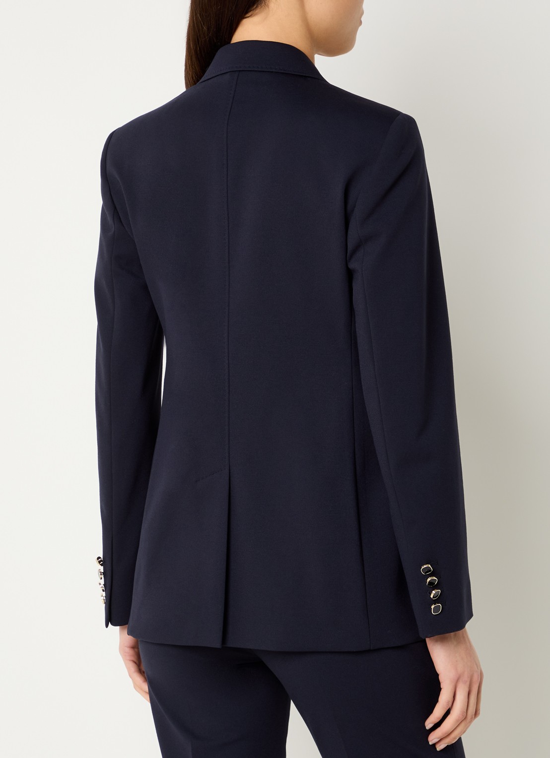 Max Mara Riviera double-breasted blazer van jersey met klepzakken - achterkant 3 donkerblauw