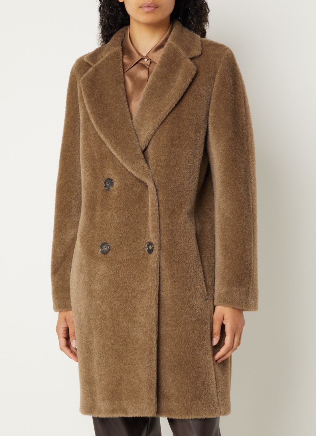 Max Mara Roseto double-breasted mantel in alpaca wolblend met steekzakken - detail 3 beige