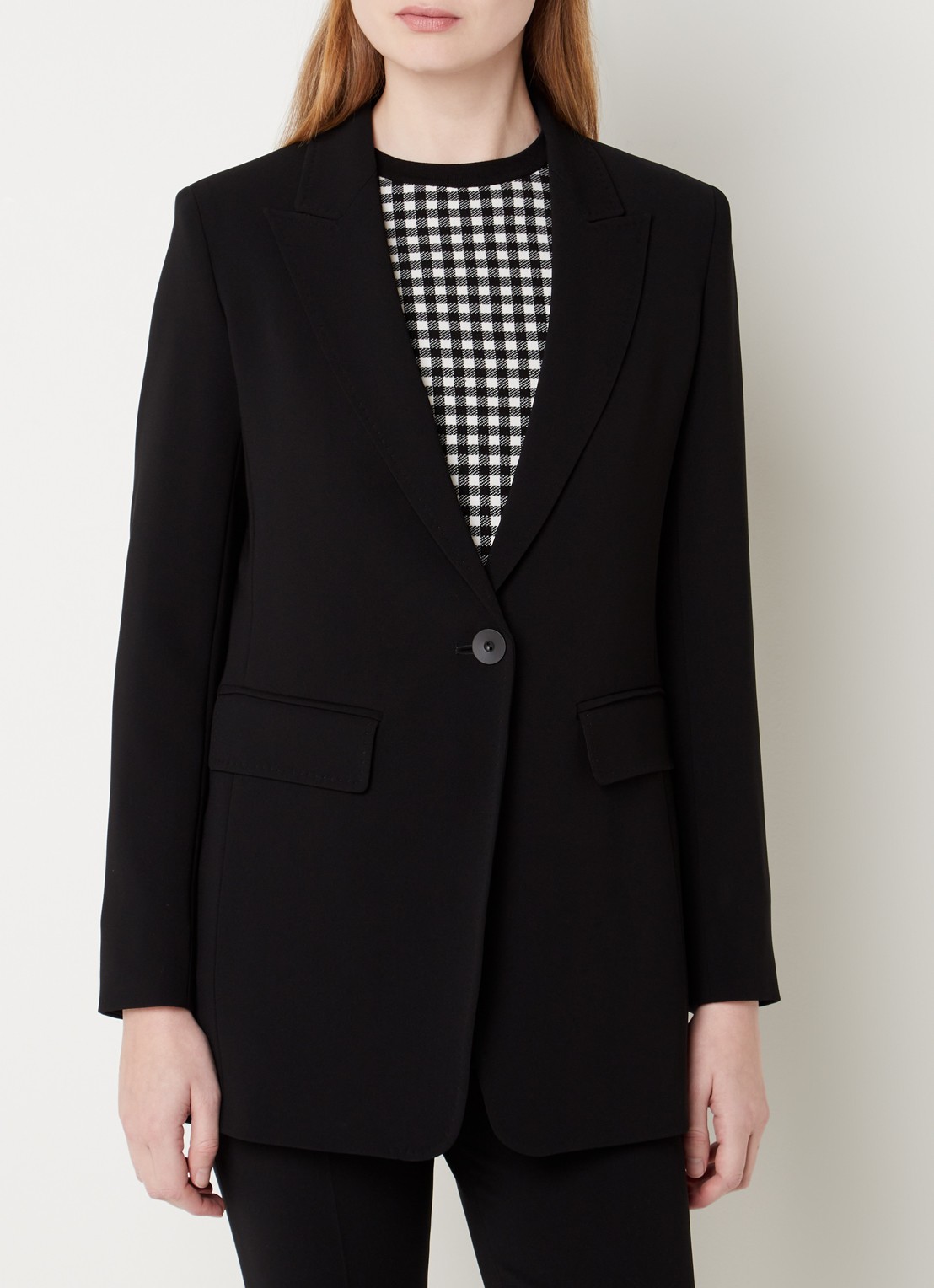 Max Mara Sagra longline blazer met klepzakken - detail zwart