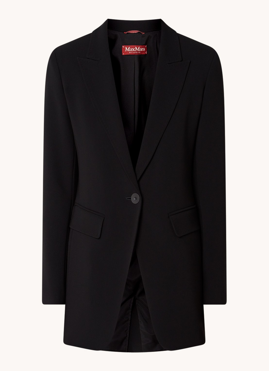 Max Mara Sagra longline blazer met klepzakken - voorkant 2 zwart