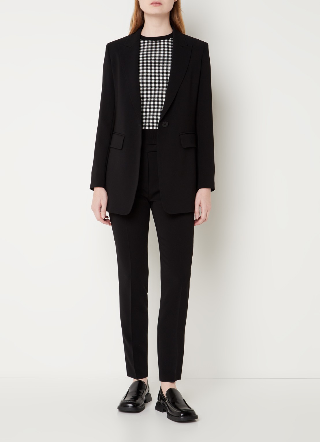 Max Mara Sagra longline blazer met klepzakken - voorkant 3 zwart