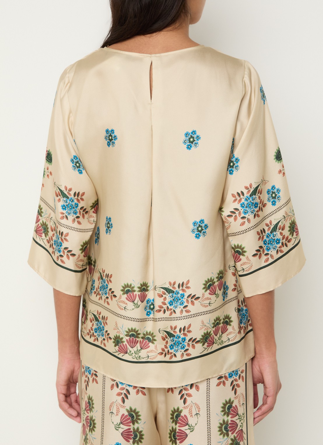 Max Mara Samba tuniek van zijde met print - achterkant beige