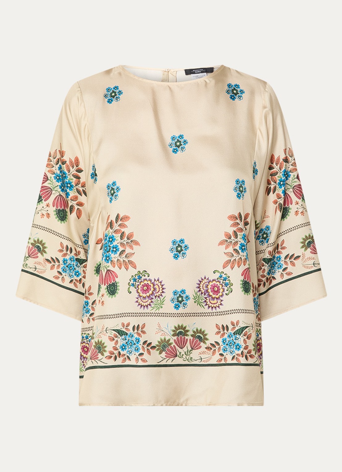 Max Mara Samba tuniek van zijde met print - voorkant 3 beige