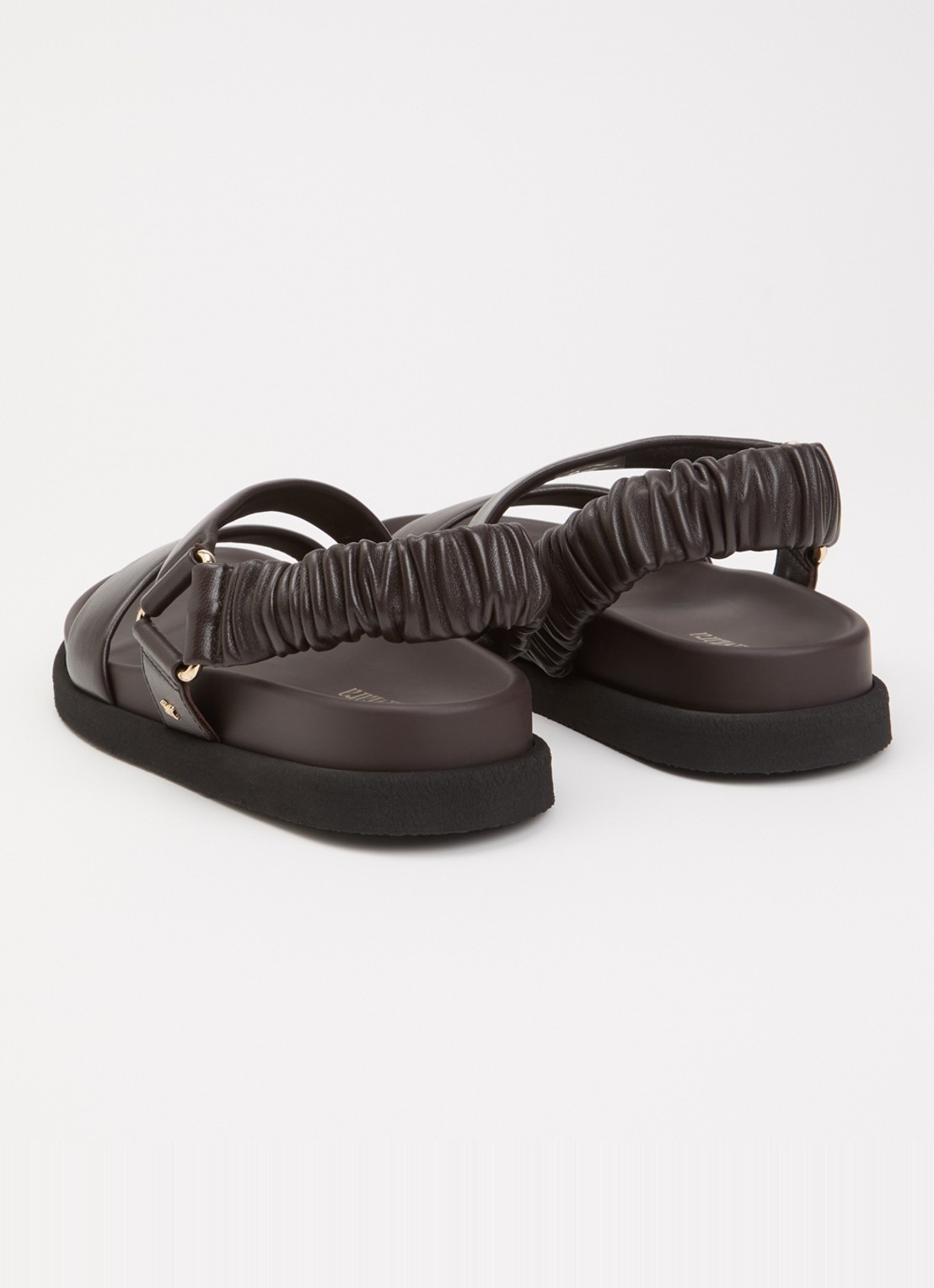 Max Mara Sandalen van leer  - achterkant 5 chocoladebruin