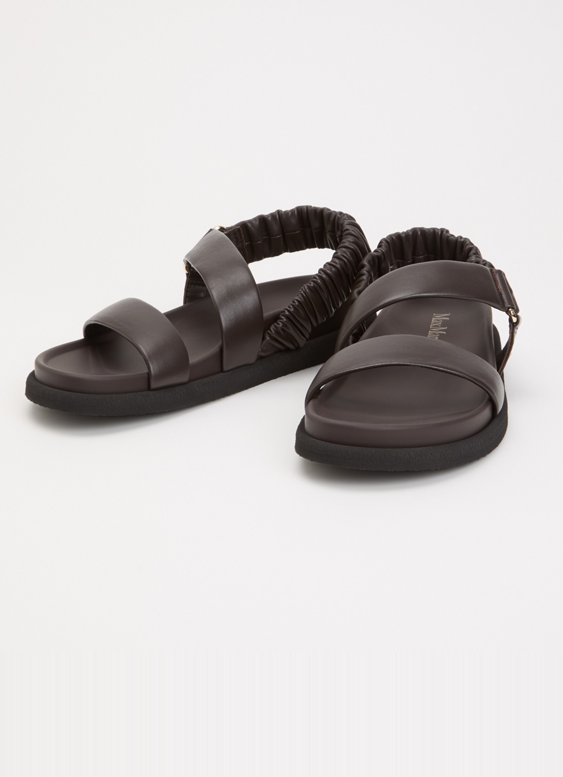 Max Mara Sandalen van leer  - detail chocoladebruin