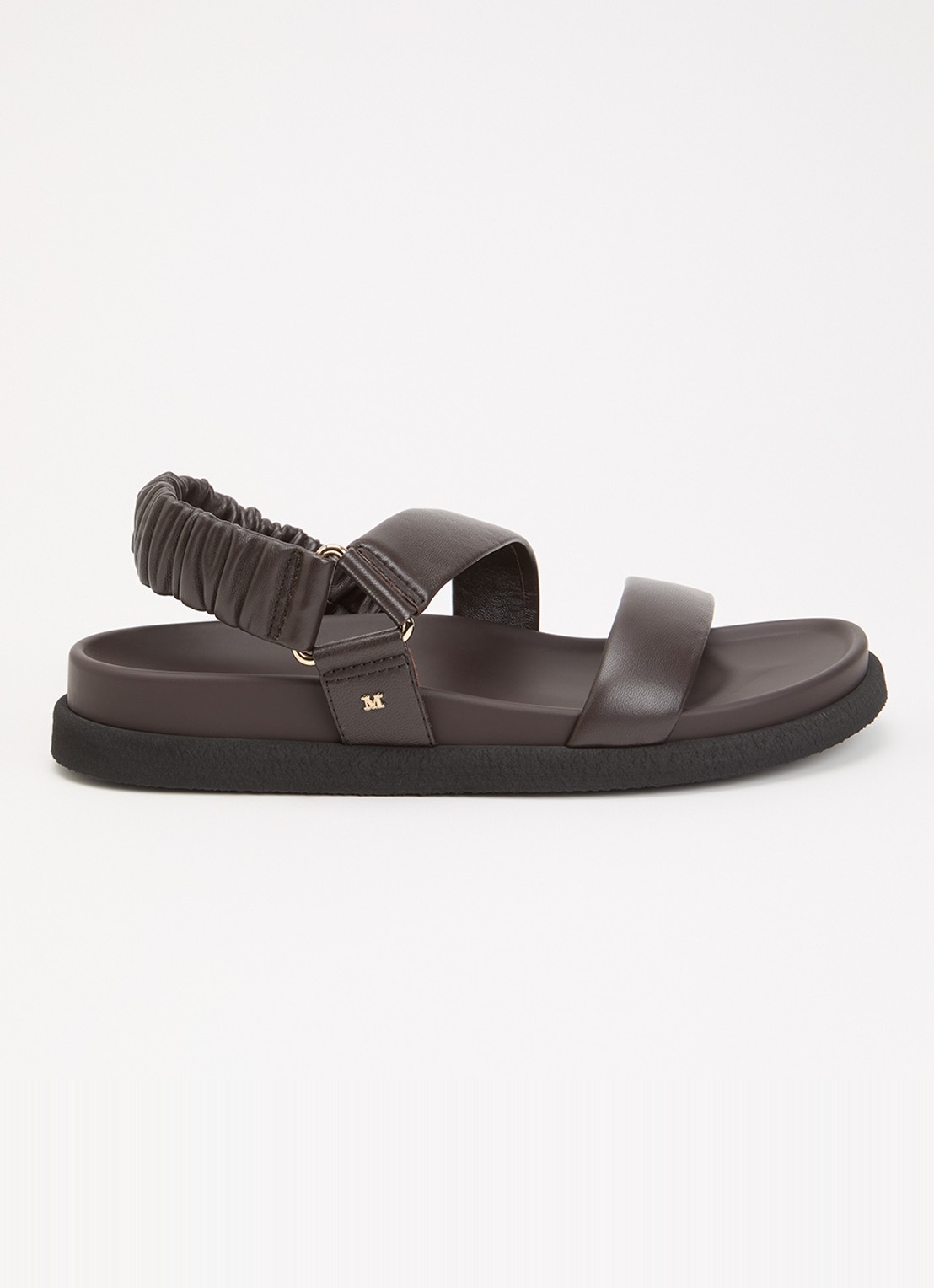 Max Mara Sandalen van leer  - voorkant 4 chocoladebruin