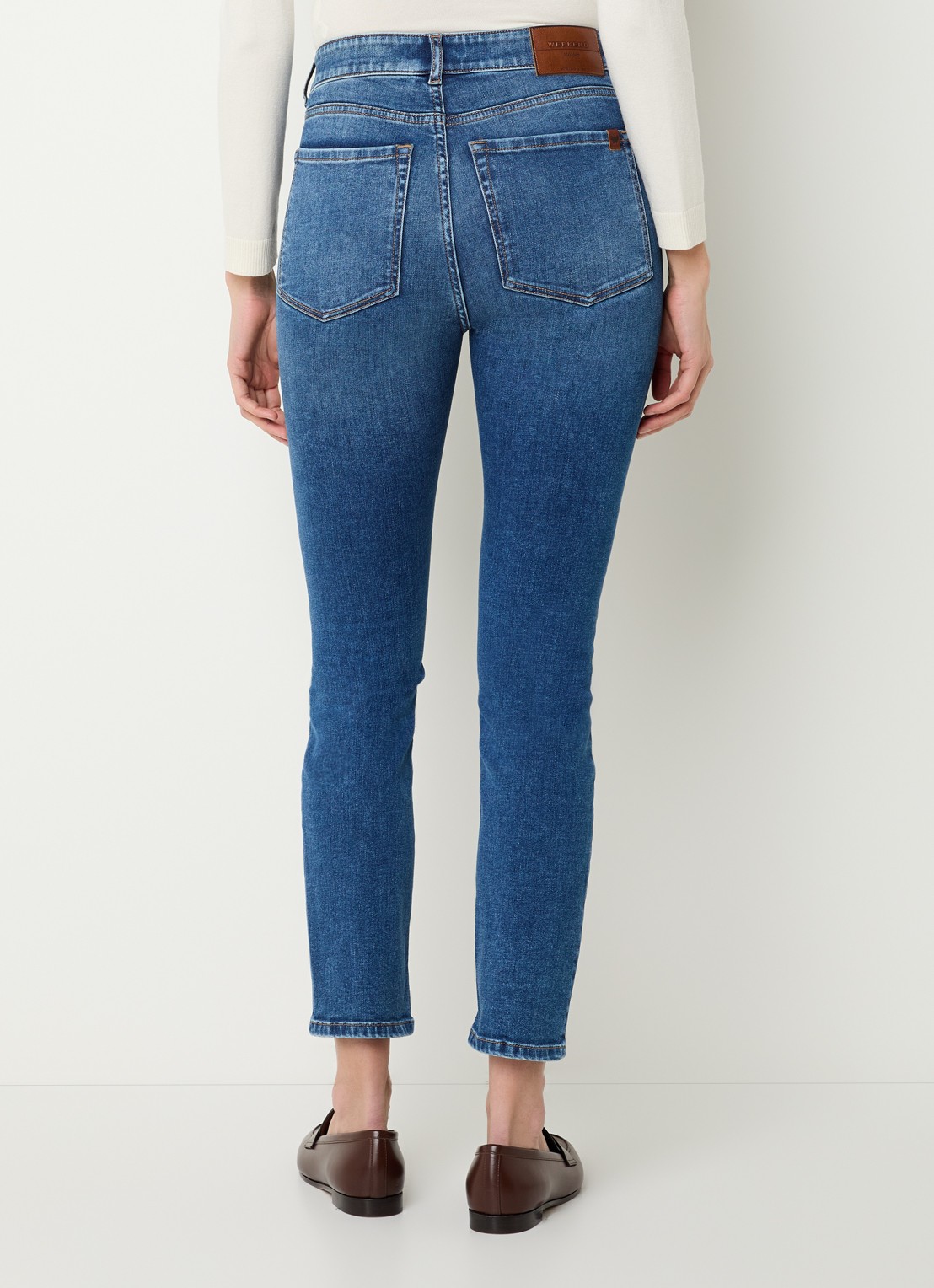 Max Mara Sauna high waist skinny cropped jeans met medium wassing - achterkant 3 indigo