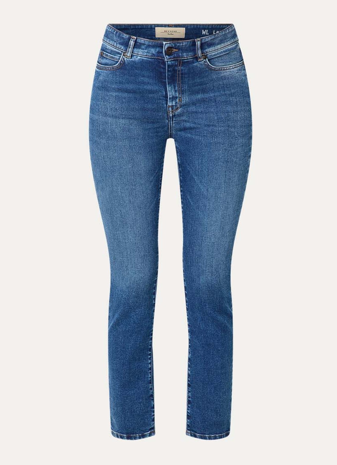 Max Mara Sauna high waist skinny cropped jeans met medium wassing - voorkant 4 indigo