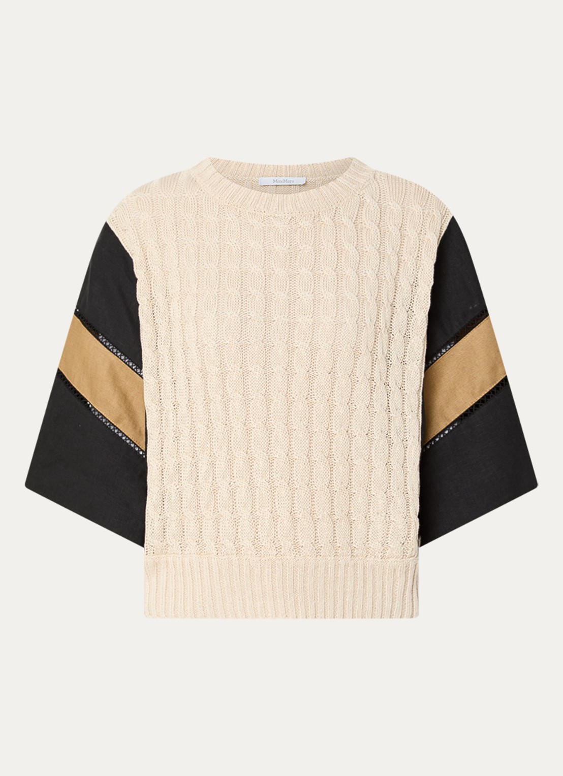 Max Mara Scatola kabelgebreide trui van linnen - voorkant 2 beige