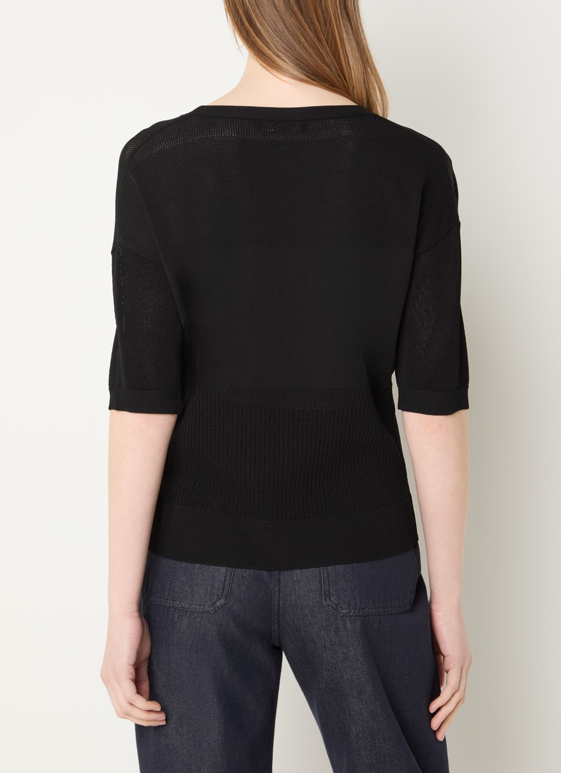 Max Mara Semi-transparante top met boothals - achterkant 2 zwart
