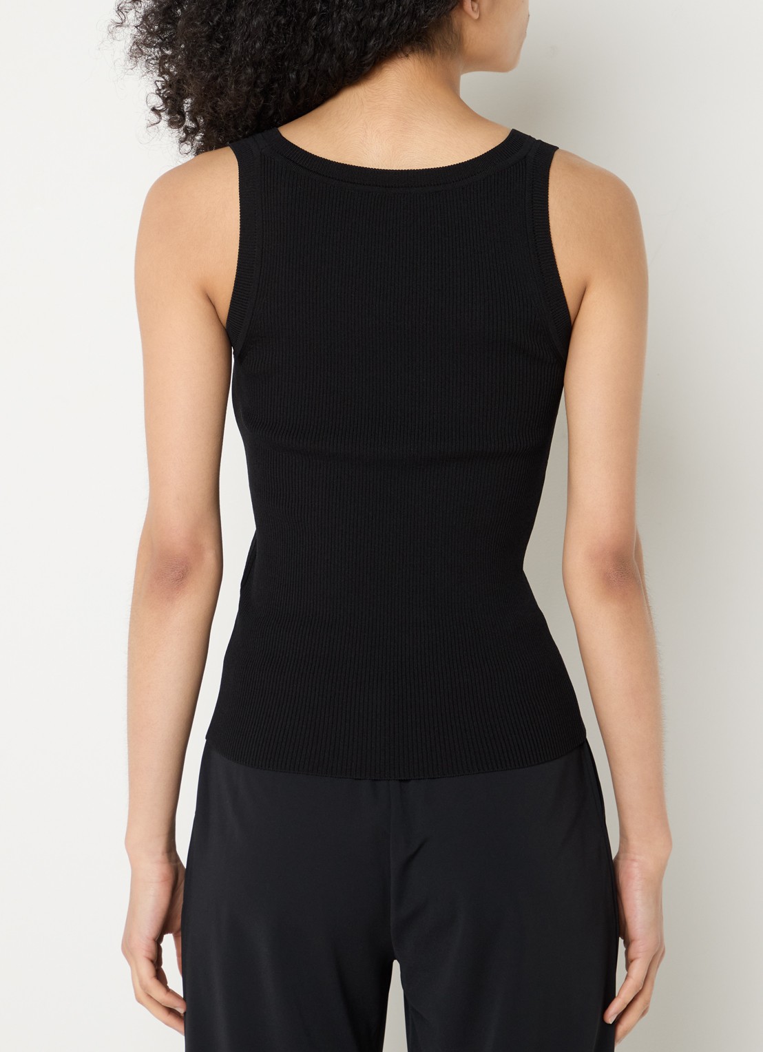 Max Mara Siro ribgebreide tanktop met ronde hals - achterkant 4 zwart