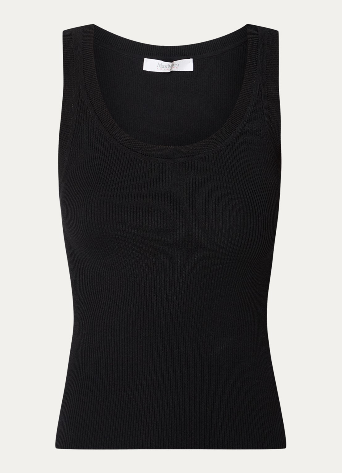 Max Mara Siro ribgebreide tanktop met ronde hals - voorkant 2 zwart