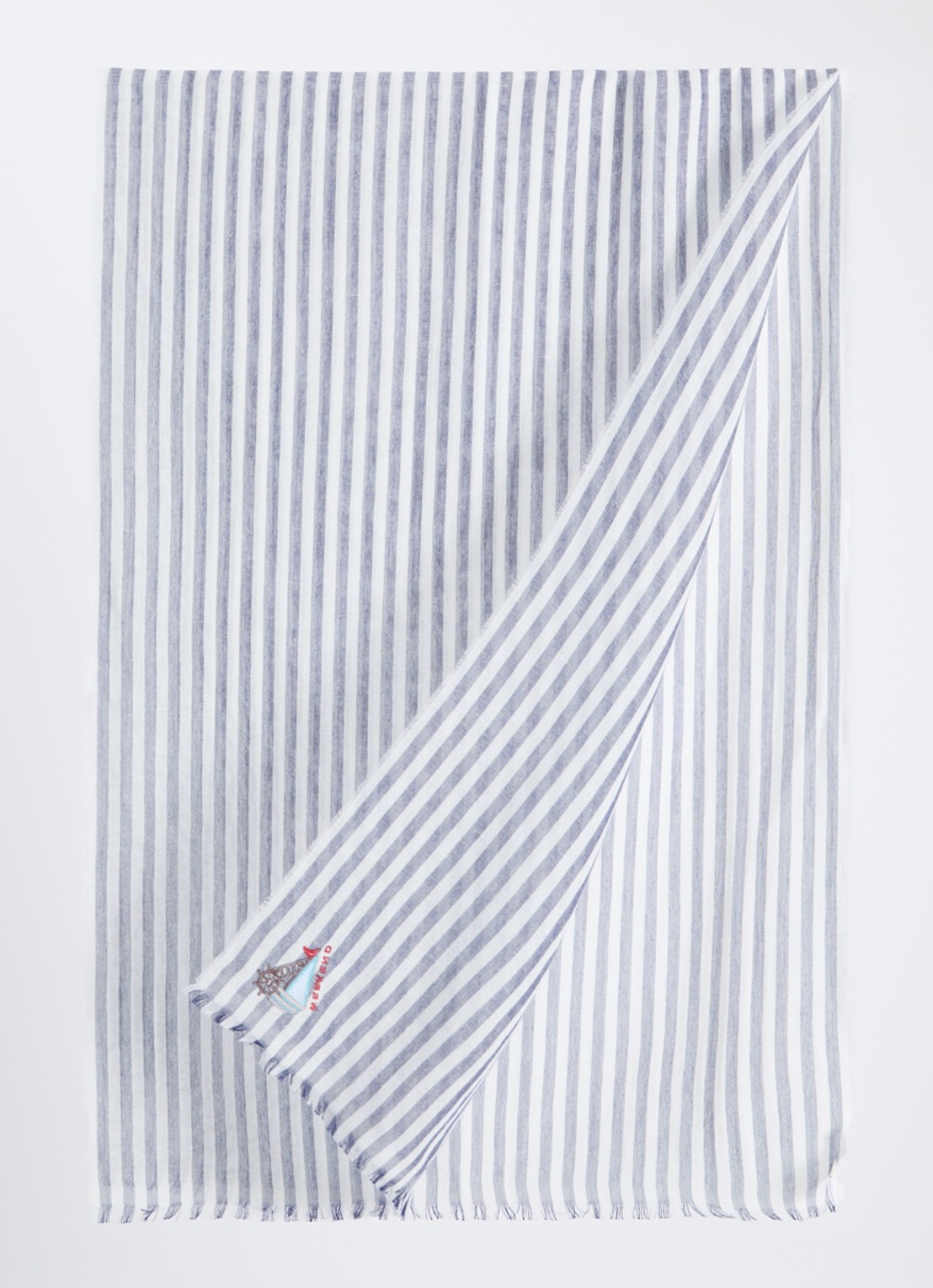Max Mara Sjaal 202 x 70 cm - detail 2 donkerblauw