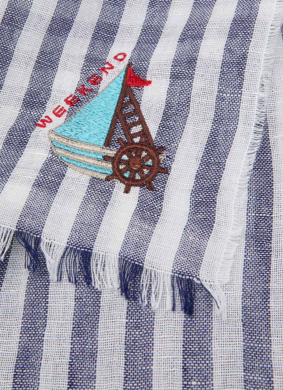 Max Mara Sjaal 202 x 70 cm - detail 3 donkerblauw