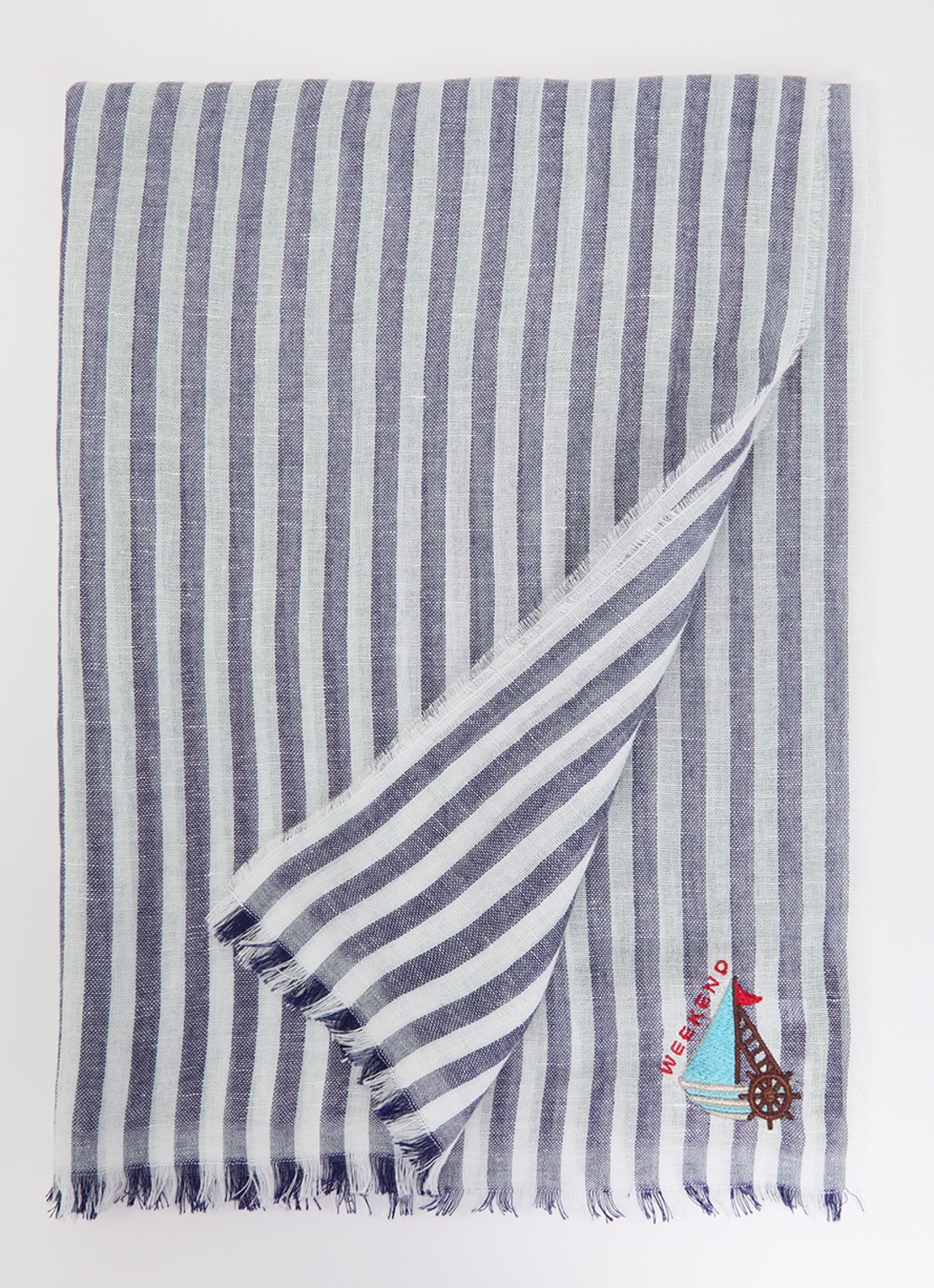 Max Mara Sjaal 202 x 70 cm - voorkant donkerblauw