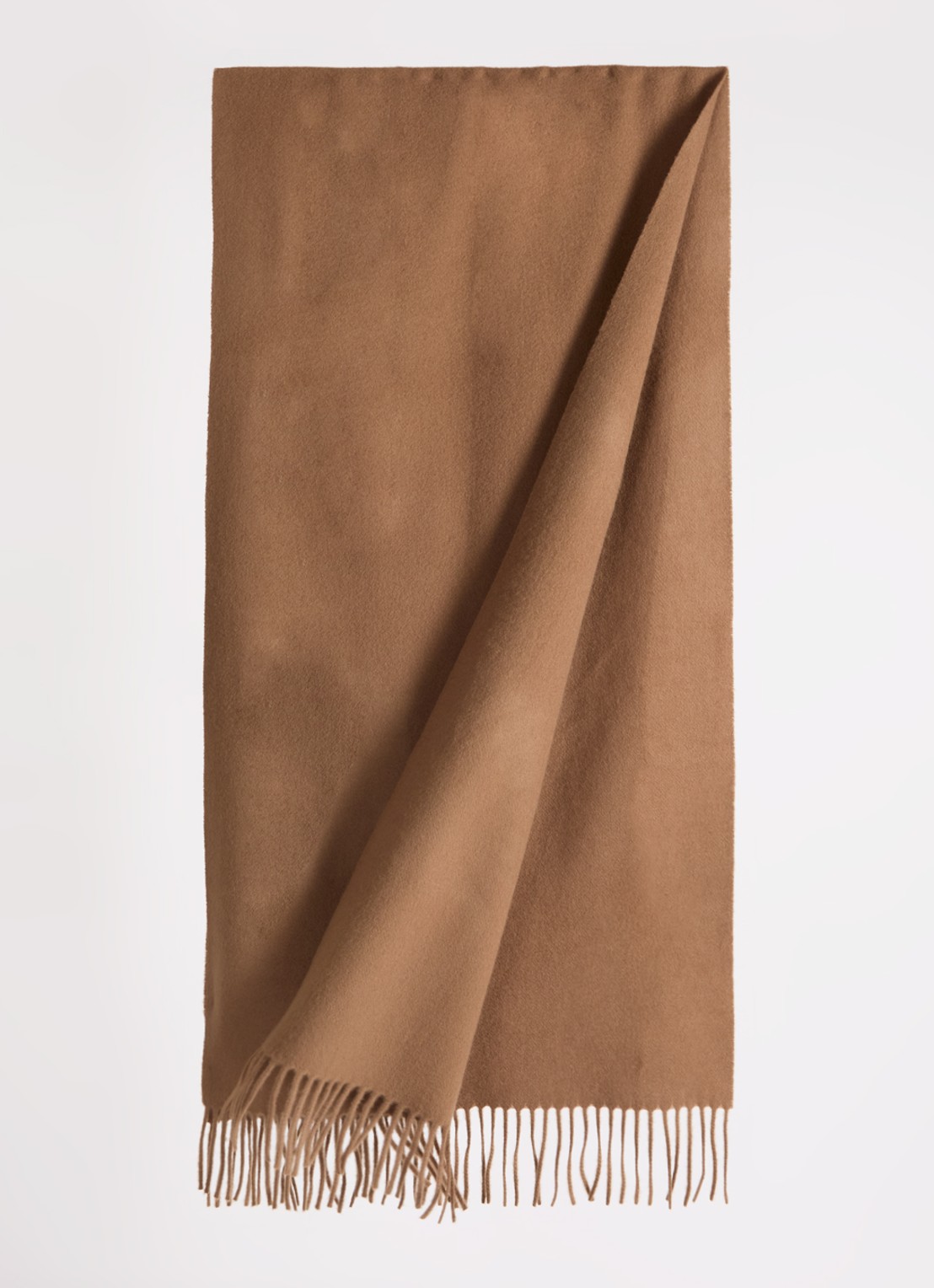 Max Mara Sjaal in kasjmierblend met franjes 180 x 50 cm - detail bruin