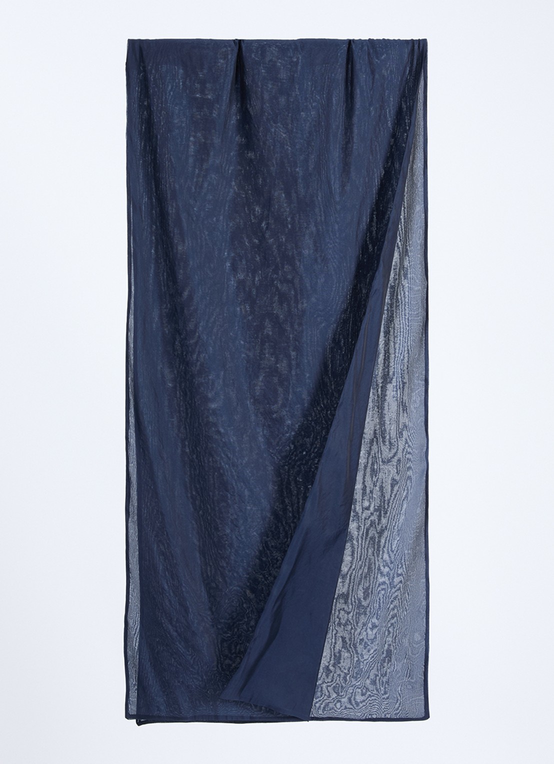 Max Mara Sjaal in zijdeblend 210 x 50 cm  - detail donkerblauw