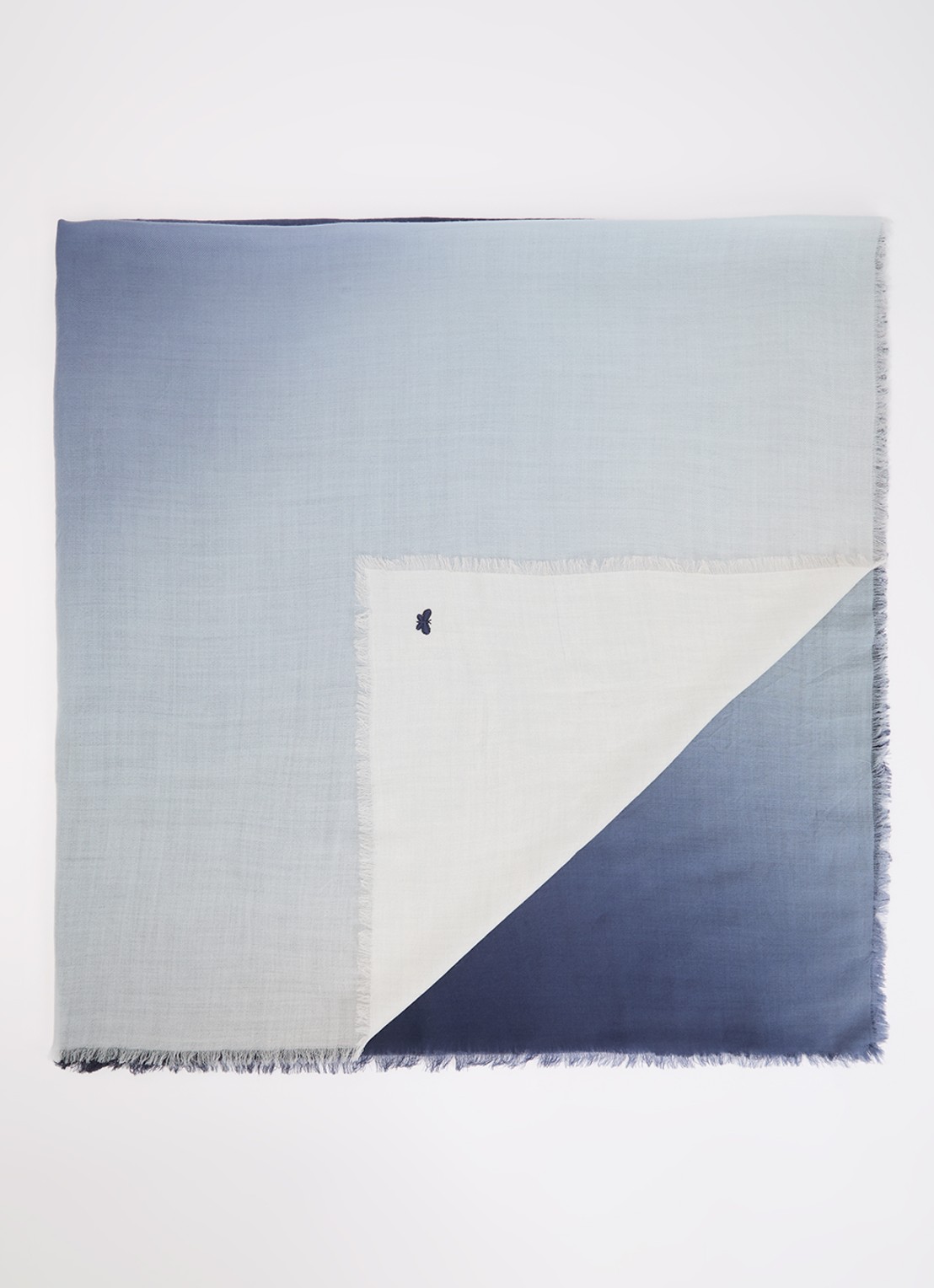 Max Mara Sjaal van wol met dip-dye dessin 140 x 140 cm - voorkant 3 donkerblauw