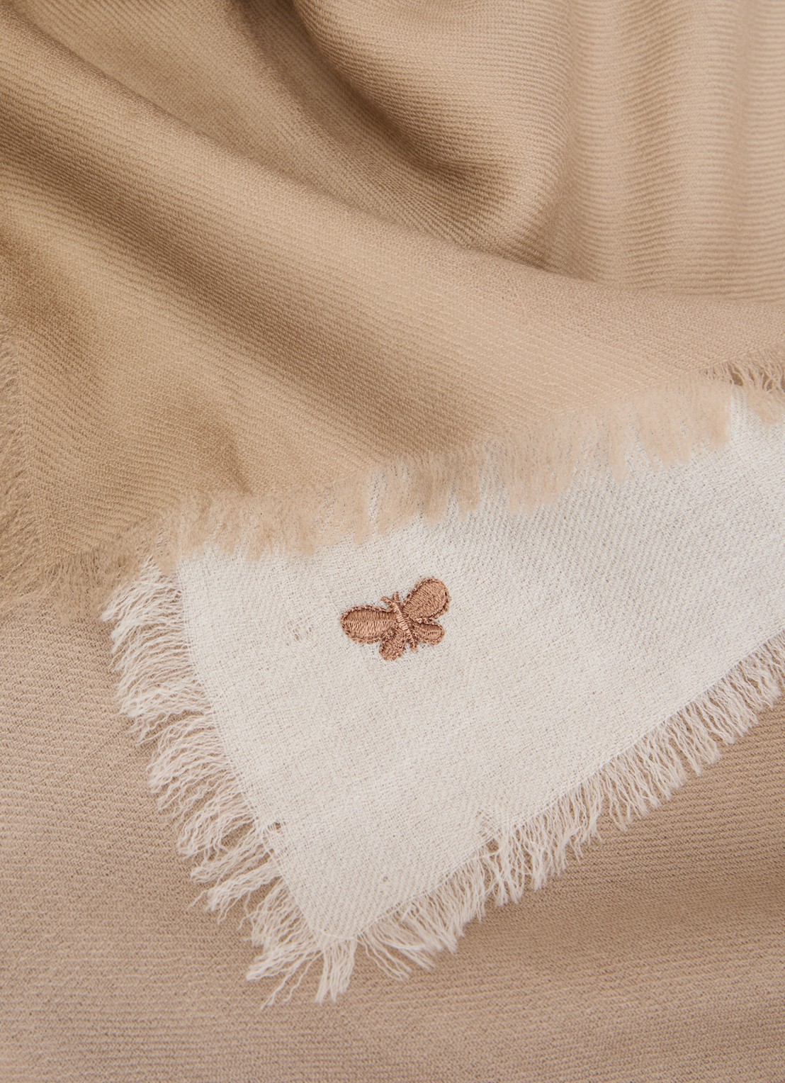 Max Mara Sjaal van wol met dip-dye dessin 140 x 140 cm - detail 2 camel