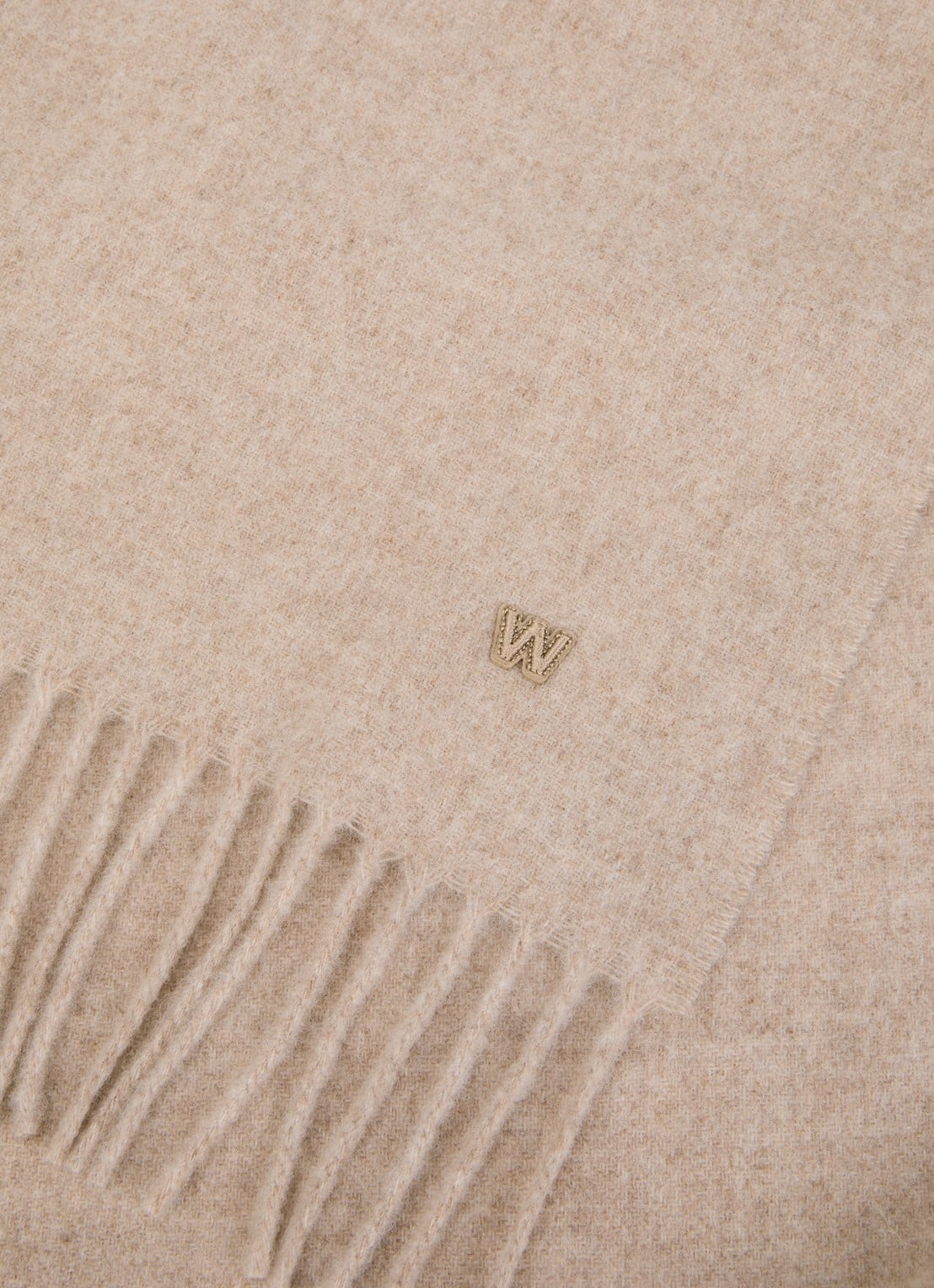 Max Mara Sjaal van wol met franjes 180 x 50 cm - detail 2 donkerbeige