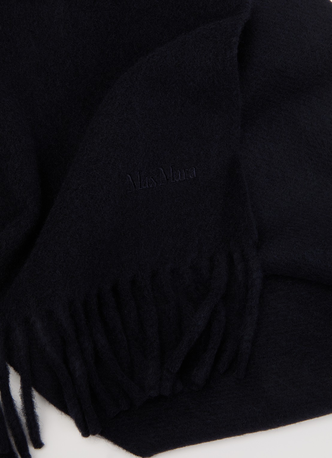 Max Mara Sjaal van wol met franjes - detail 2 zwart