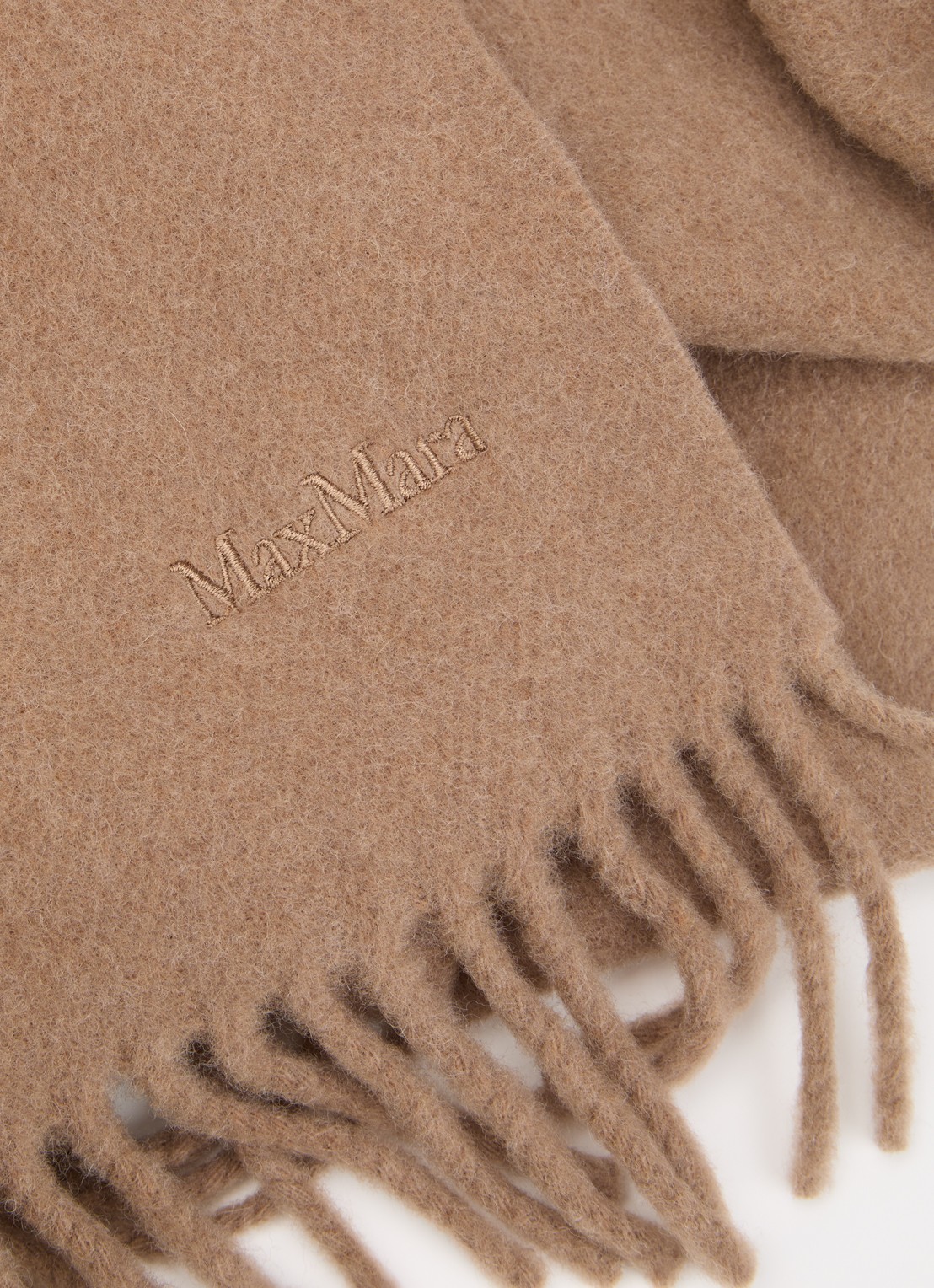 Max Mara Sjaal van wol met franjes - detail 3 camel
