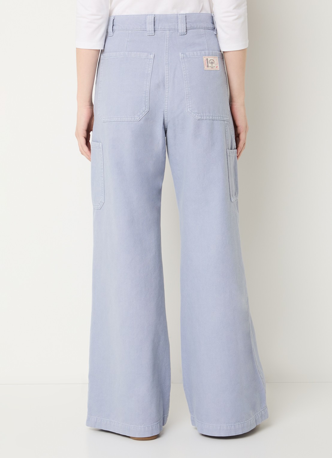 Max Mara Skipper high waist straight fit cargobroek van canvas - achterkant 4 lichtblauw
