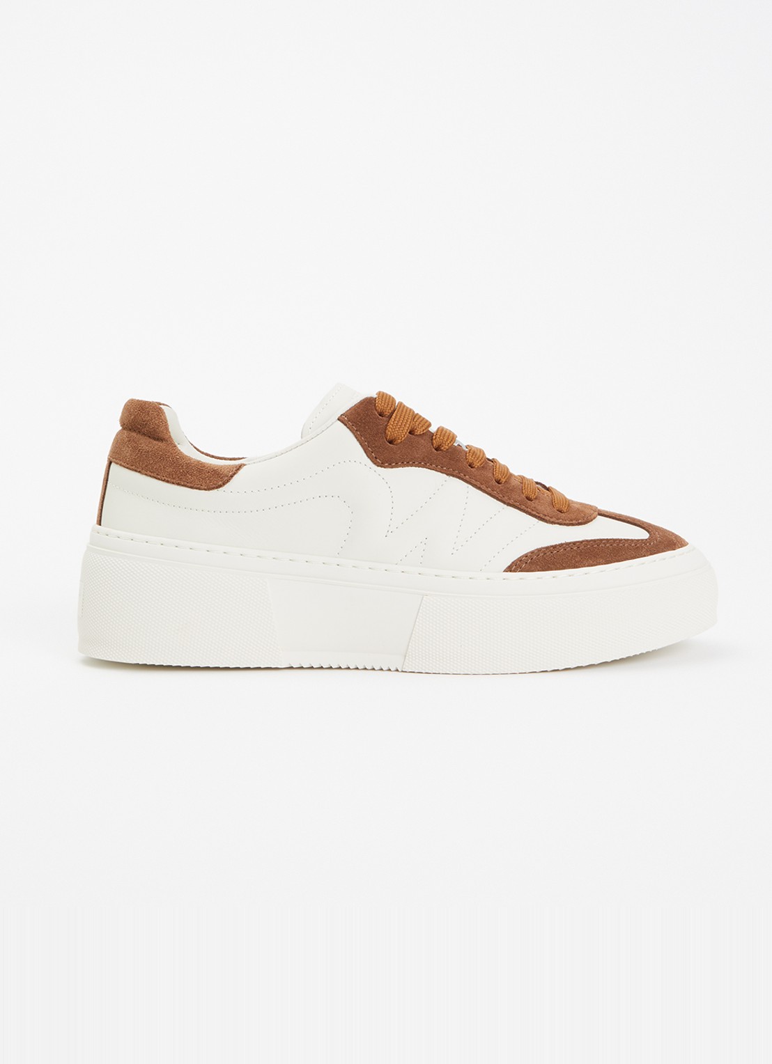 Max Mara Sneaker van leer met details van suède - voorkant 5 hazelnootbruin