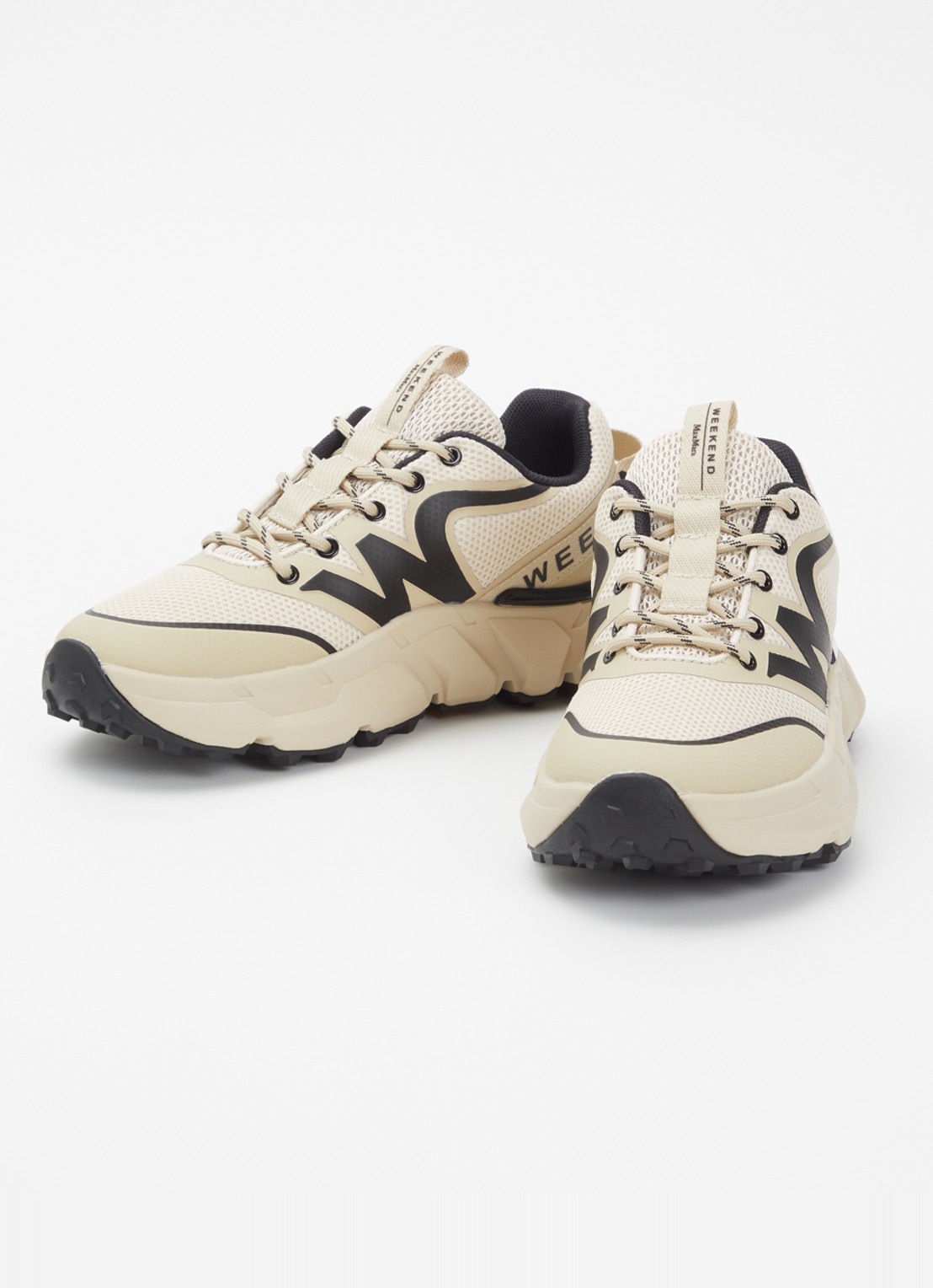 Max Mara Sneaker van mesh met logo - detail 2 beige