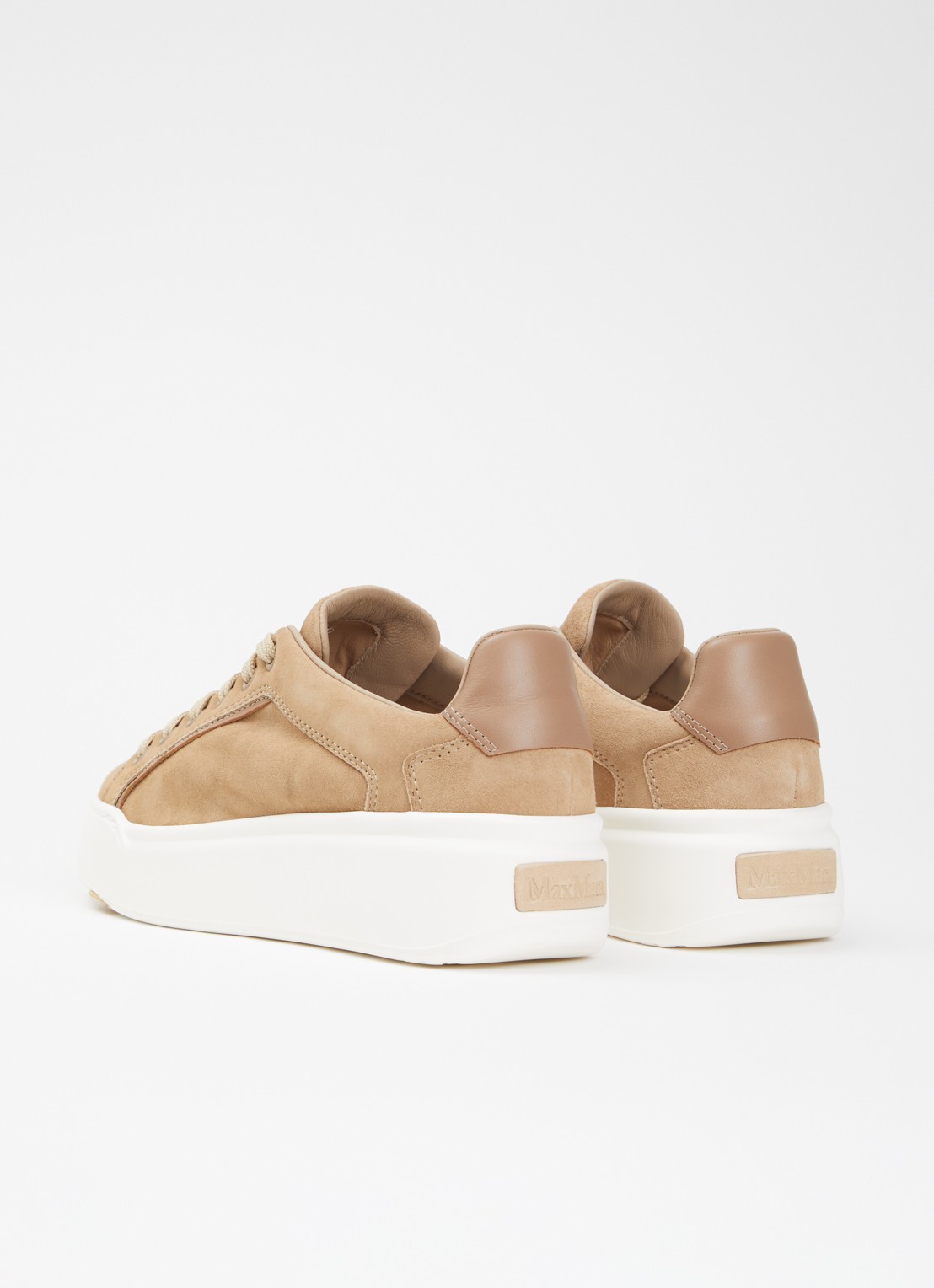 Max Mara Sneaker van suède met details van leer - achterkant 4 zand