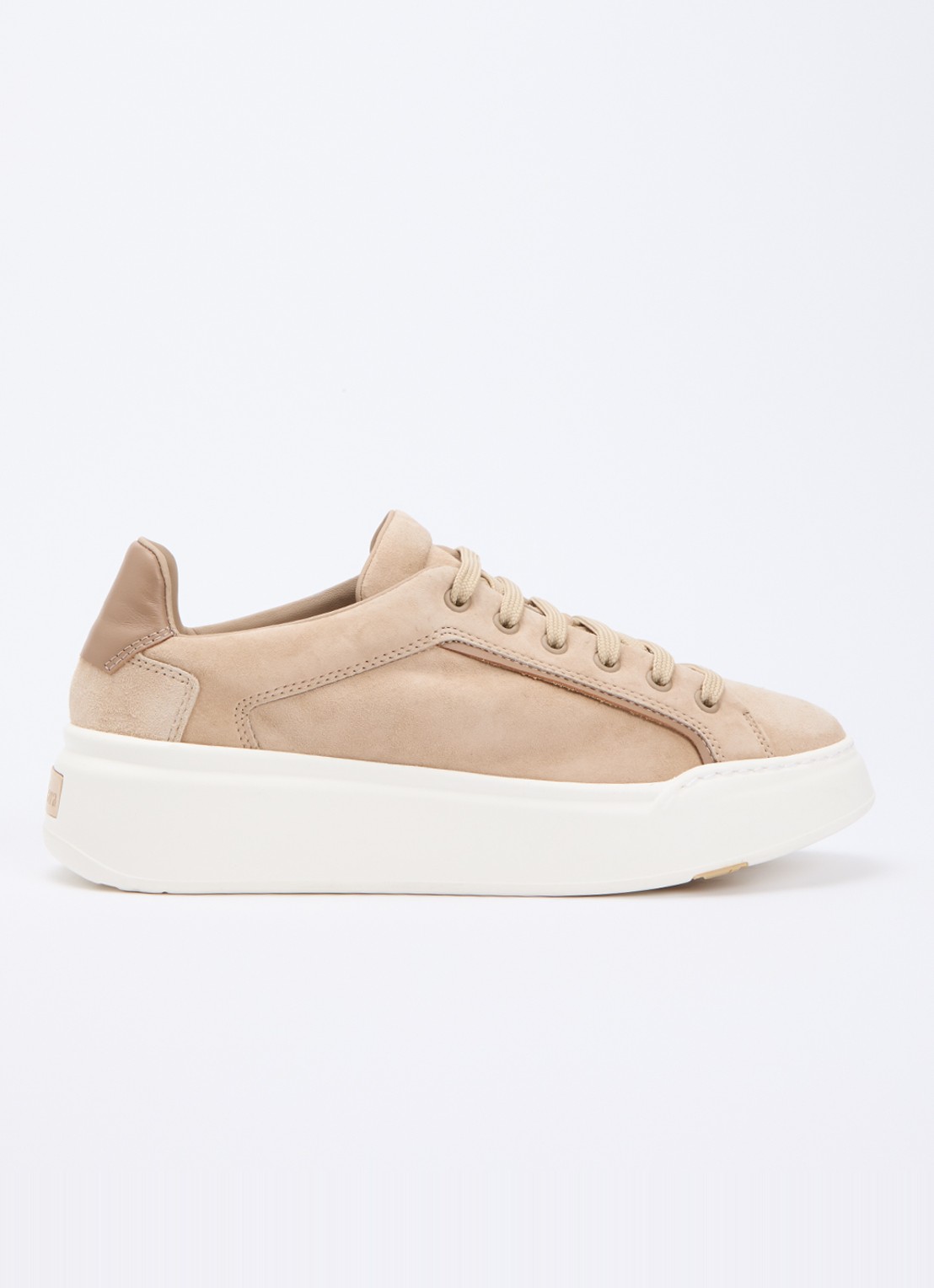 Max Mara Sneaker van suède met logo - voorkant 4 beige