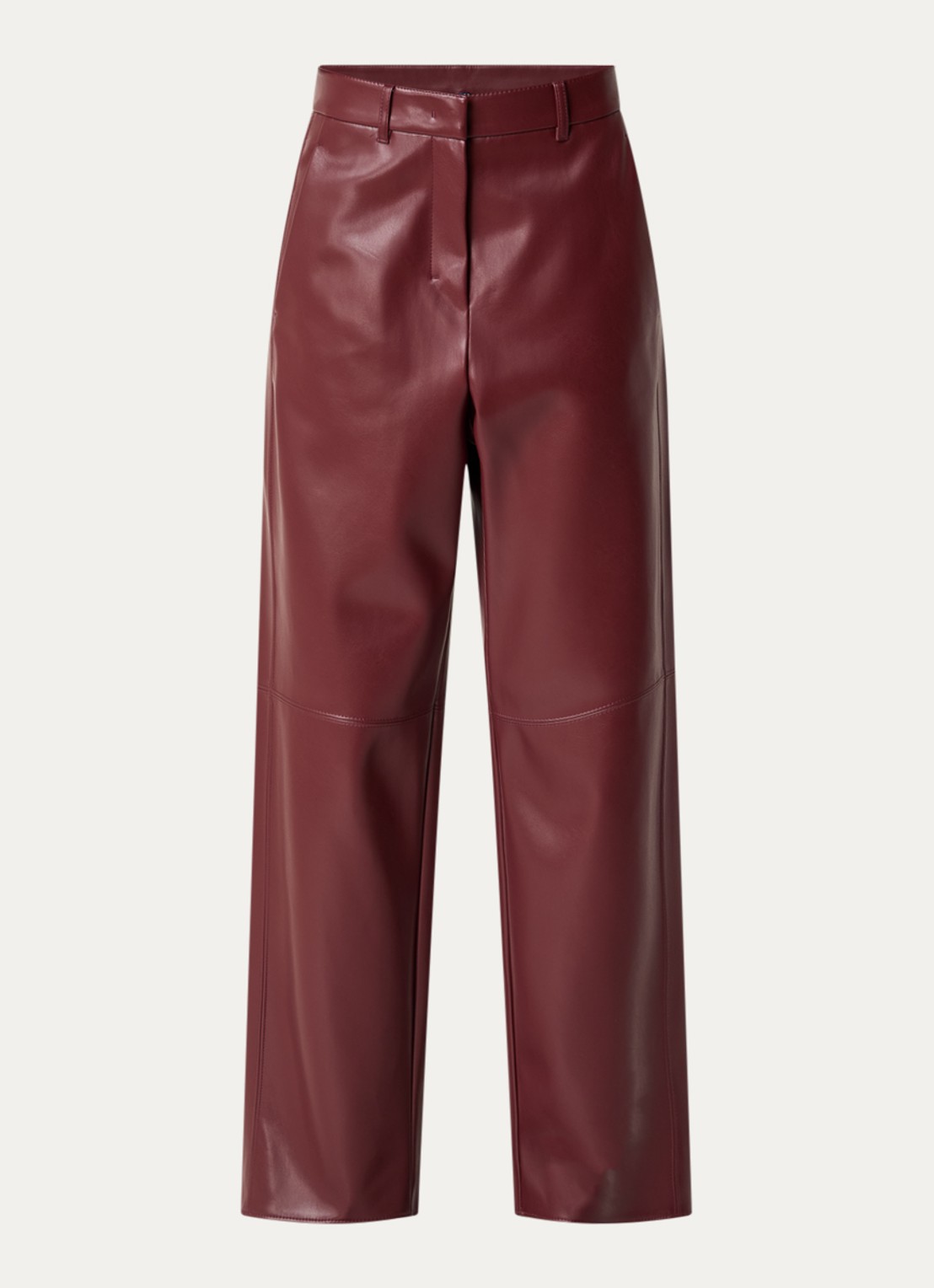 Max Mara Sospiro high waist straight broek van imitatieleer met steekzakken - voorkant 2 bordeauxrood