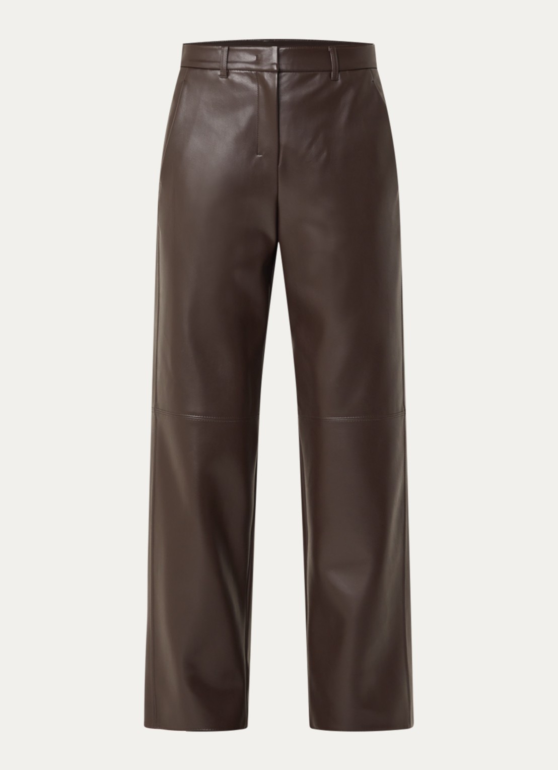 Max Mara Sospiro high waist straight broek van imitatieleer met steekzakken - voorkant bruin